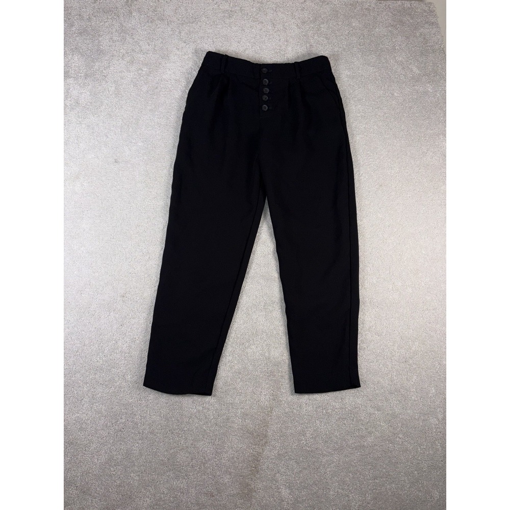anthropologie blackโ pants button size 0 slim leg tapered